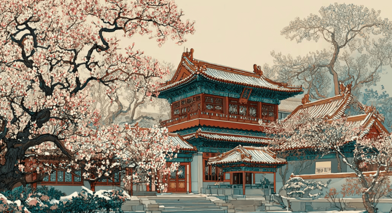 پرامپت Midjourney: Chinese Architecture Posters